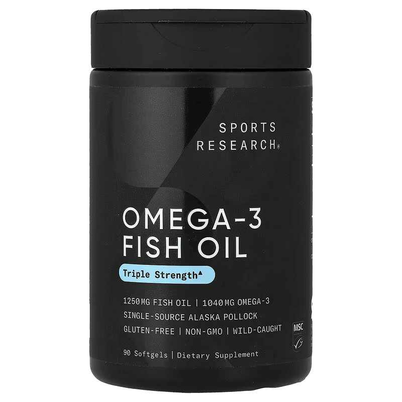Ômega-3, Óleo de Peixe, 1055mg, Potência Tripla, 90 Cápsulas, Sports Research