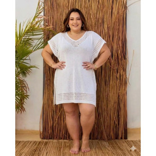 Saída de Praia Plus Size Estilosa Fenda Lateral Tricot em Oferta na Shopee