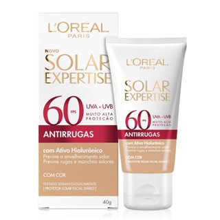 Protetor Solar Facial L'Oréal Solar Expertise Antirrugas FPS 60 com Cor 40g em Oferta na Shopee