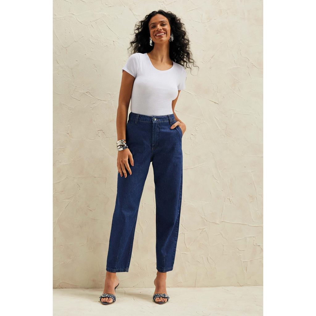 Calça Feminina Balloon Jeans Marialícia Azul em Oferta na Shopee