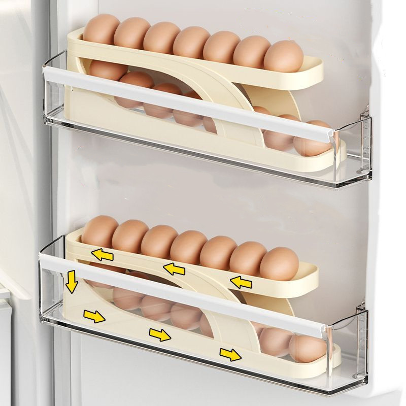 Porta Ovos 2 Andares Suporte Geladeira Organizador Dispenser Rolante Organizador Geladeira