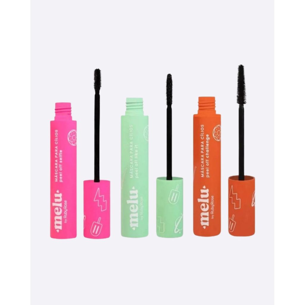 Kit Trio Máscara de Cílios Melu Ruby Rose Rímel Peel Off