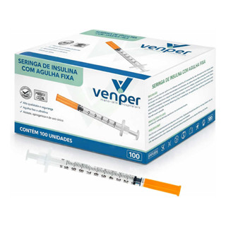 Seringa de insulina agulha fixa 1ml 8x30mm cx/100uni  VENPER em Oferta na Shopee
