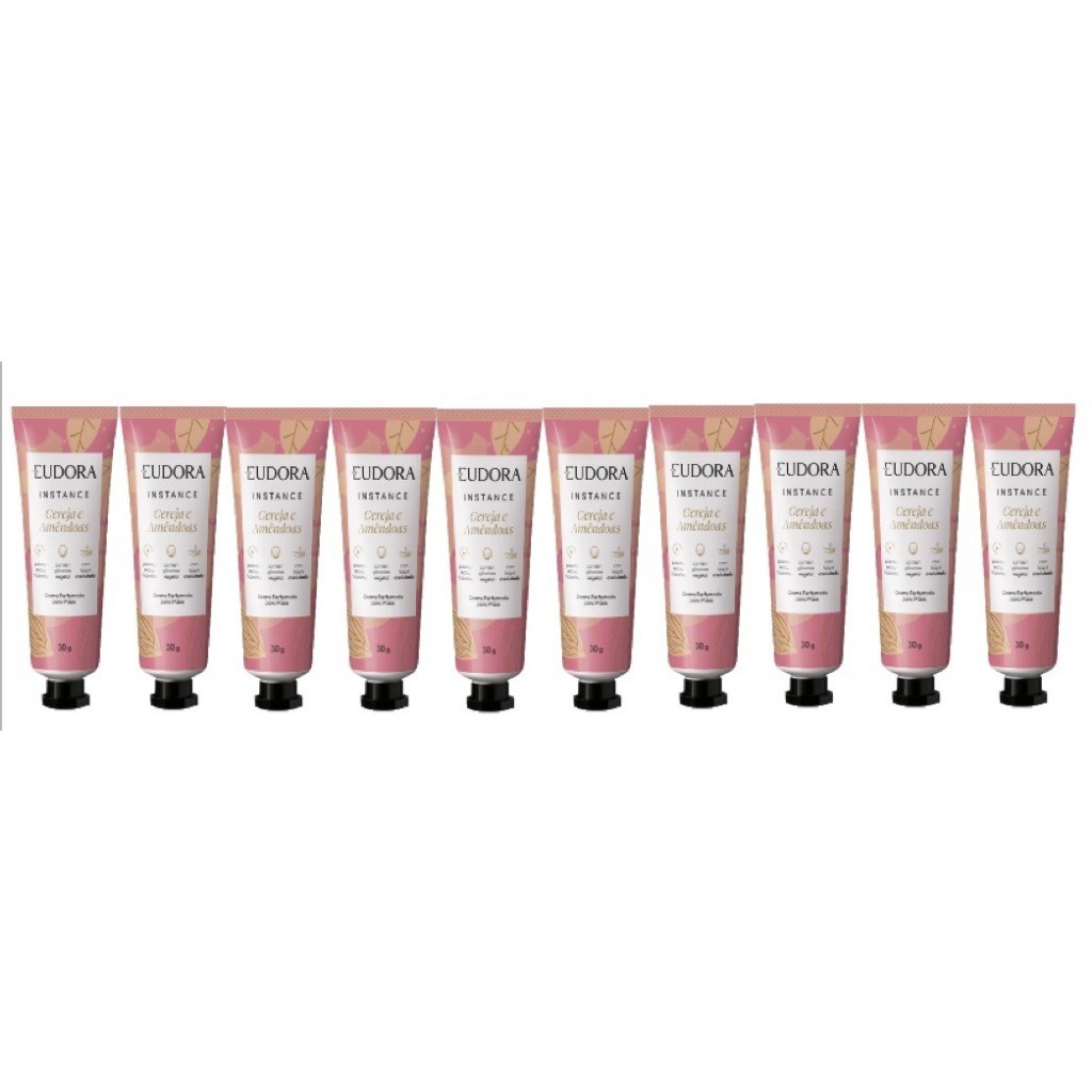 Combo 10 Cremes de Mãos Cereja e Amêndoas | Hidratação Intensa