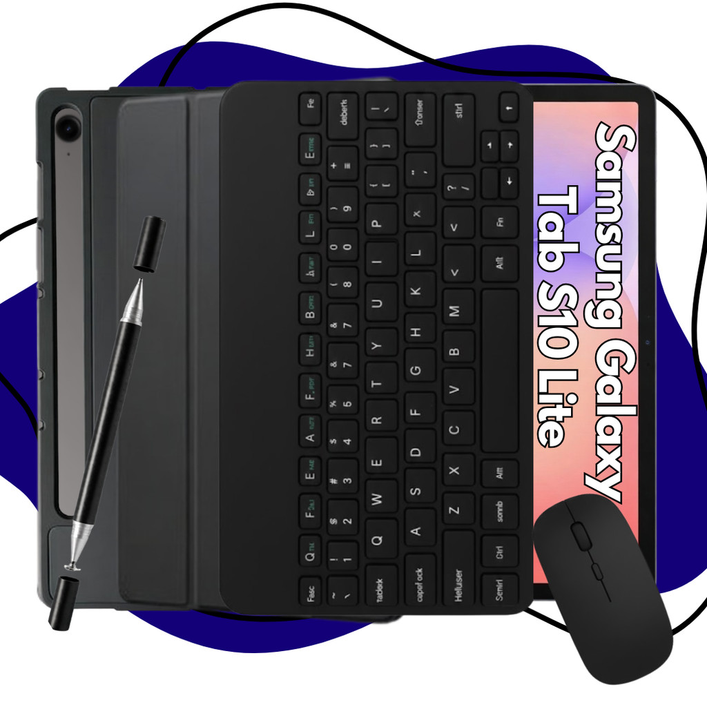 Kit Para Galaxy Tab S10 Lite Capa Smart + Teclado + Mouse e Caneta 2 Em 1