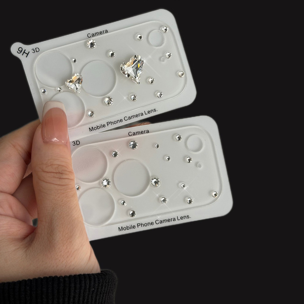 Luxuruy Diamond 3D Coração Protetor De Câmera De Vidro Para iPhone 17 Pro Max 17Pro Filme De Lente Transparente HD Capa 