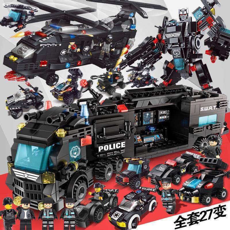 1200 pçs Lego blocos de construção SWAT Mecha navio de guerra destruidor menino brinquedos educativos crianças montado b