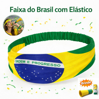 Faixa Brasil Copa do Mundo com Elástico + Corneta / Headband Verde Amarela / Jogo do Brasil em Oferta na Shopee