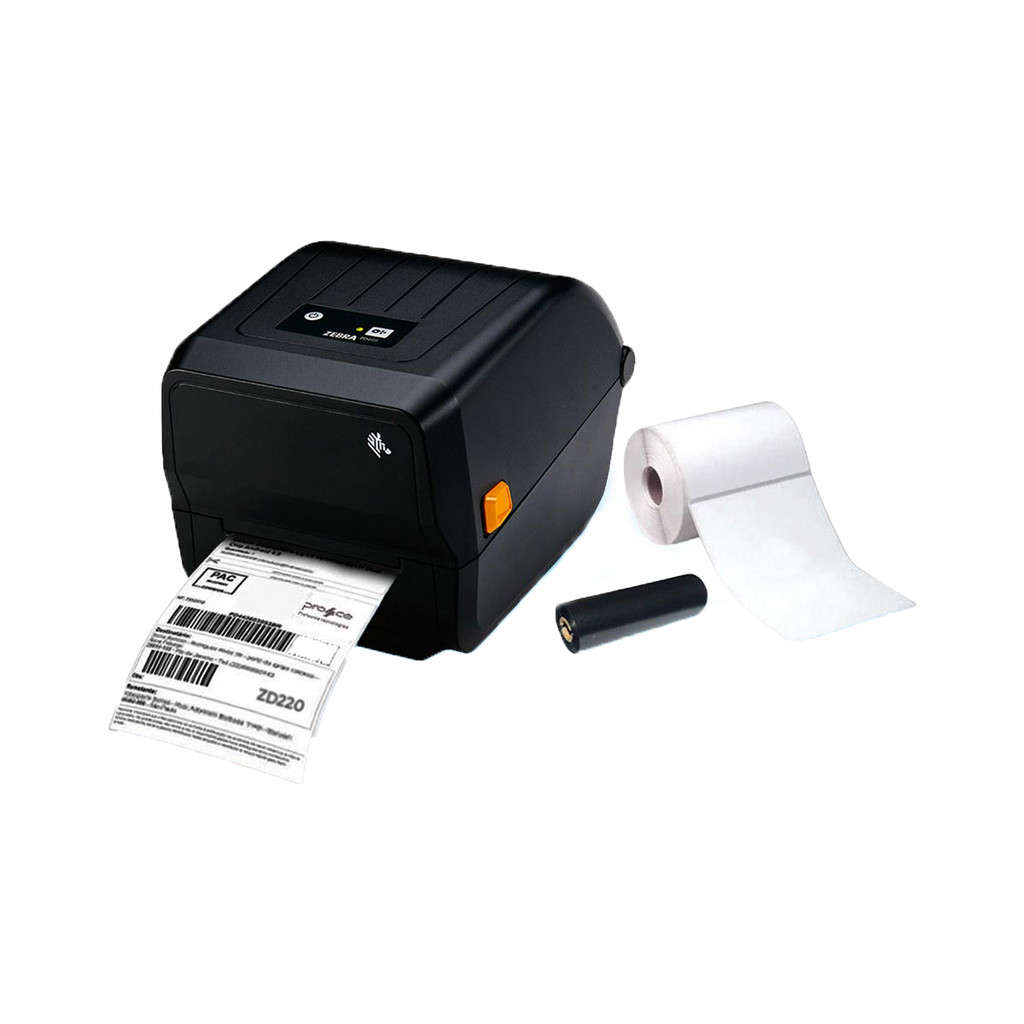 Impressora de Etiquetas Zebra ZD220 com Ribbon e Etiqueta