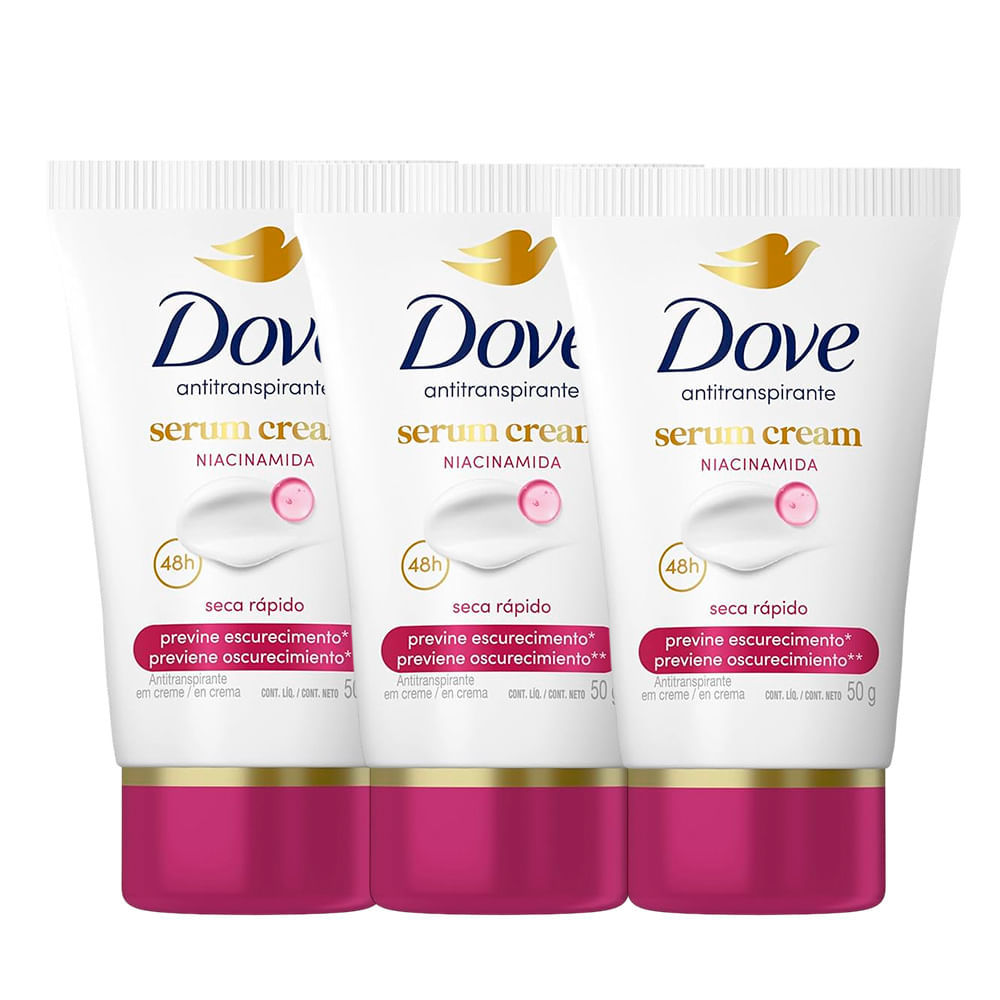 Kit Desodorante Dove Sérum Creme Previne Escurecimento Niacinamida 50g - 3 Unidades