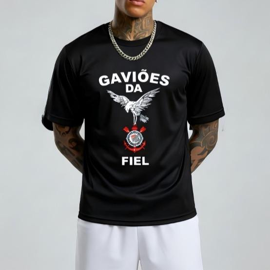 Camiseta Masculina Feminina Oversized Estampa Gaviões da Fiel Corinthians T-shirt Streetwear Torcida Fiel