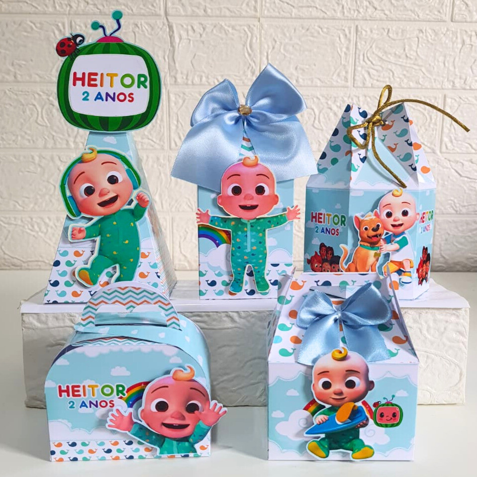 Kit Festa Personalizados COCOMELON caixinhas para lembrancinha aniversário