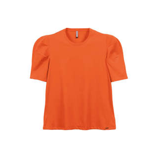 Blusa Feminina Mangas com Prega Marialícia Laranja em Oferta na Shopee
