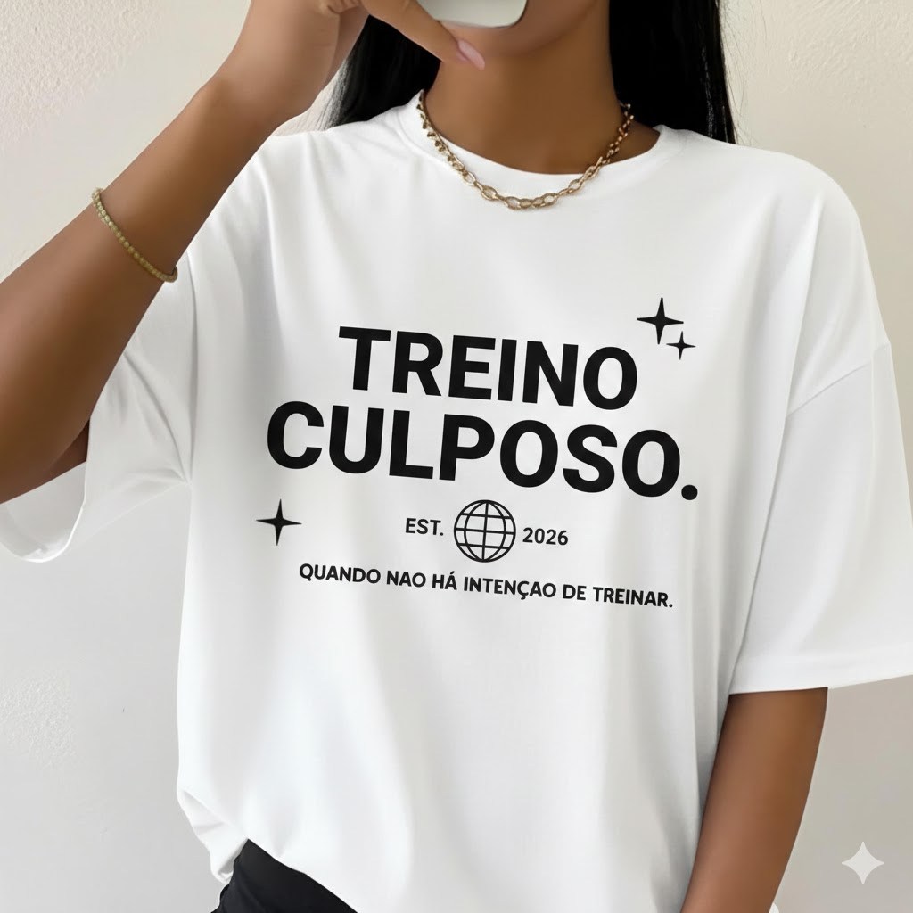 Camiseta T-Shirt Oversized Treino Culposo Versão 2026 Academia Musculação Fitness Caminhada