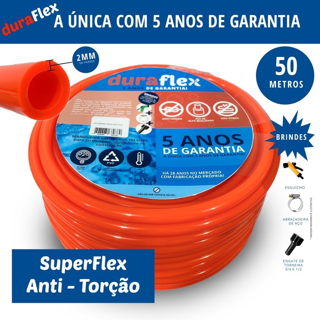 Mangueira De Jardim Reforçada Siliconada 50mts DuraFlex Profissional