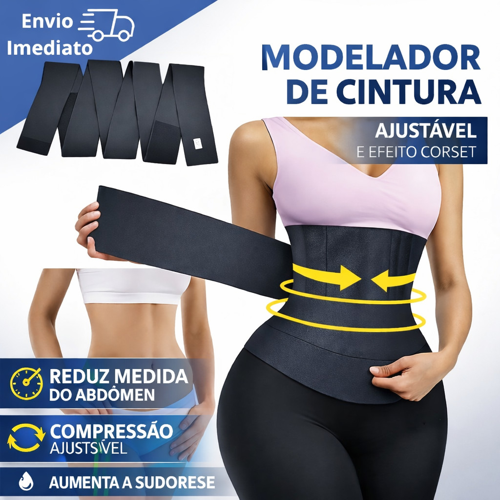 Cinta Modeladora Abdominal Ajustável Faixa Compressão Modelador de Cintura Fitness Envio Imediato