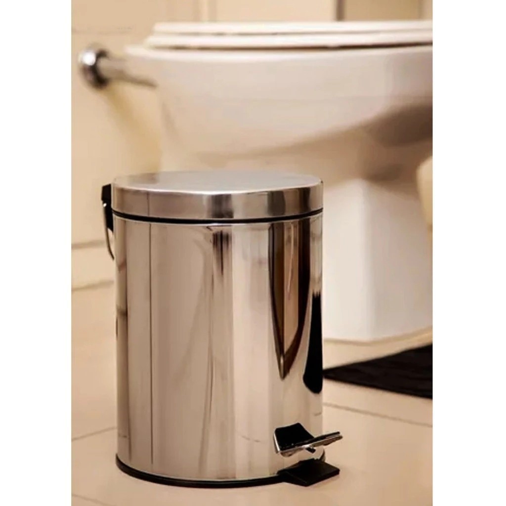 Lixeira Inox 3L Com Pedal e Balde Interno Removível Cozinha Organizador Casa Praticidade Organização Durável Doméstico