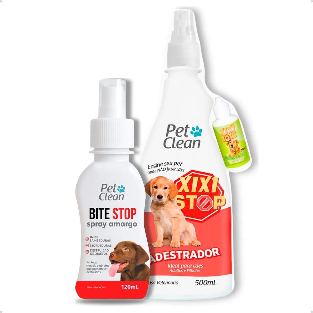 Kit Pet Clean - Educador Xixi Stop + Pipi Certo e Bite Stop