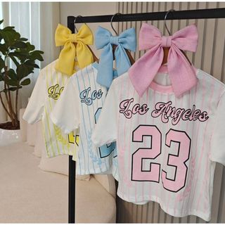 Camiseta Infantil Menina Listrada Los Angeles Blusa Algodão Estampa Moda Verão 4 ao 12