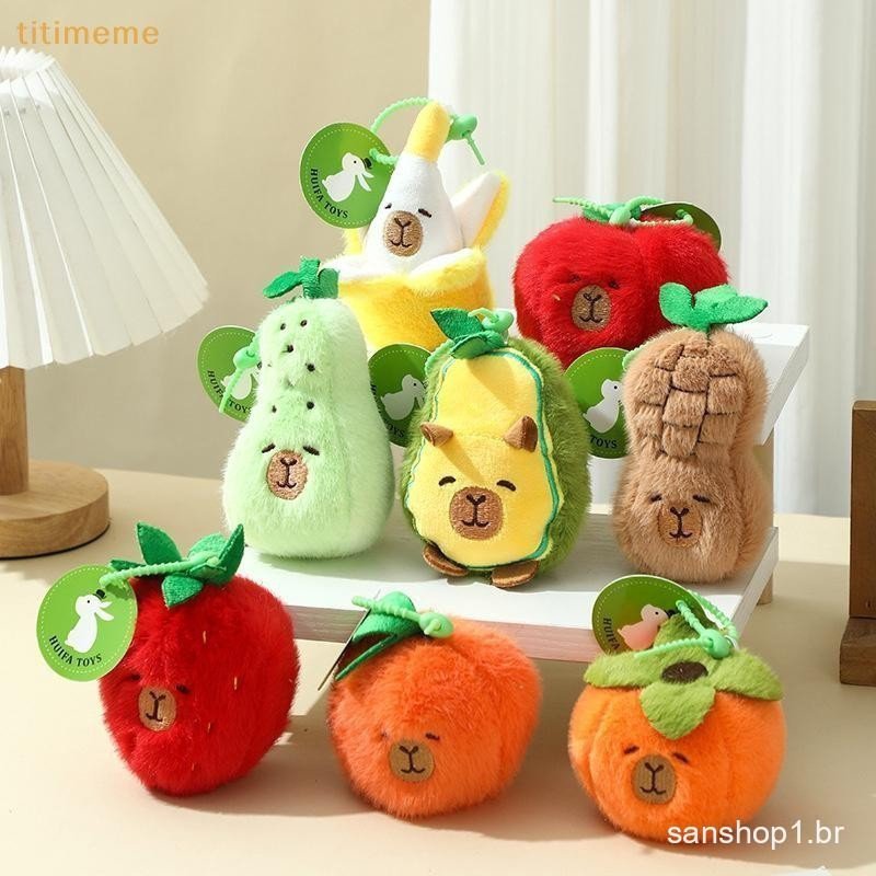 tr Criativo Dos Desenhos Animados Frutas Capivara Chaveiro De Pelúcia Bonito Animal Boneca Saco Pingente Mochila Pendura