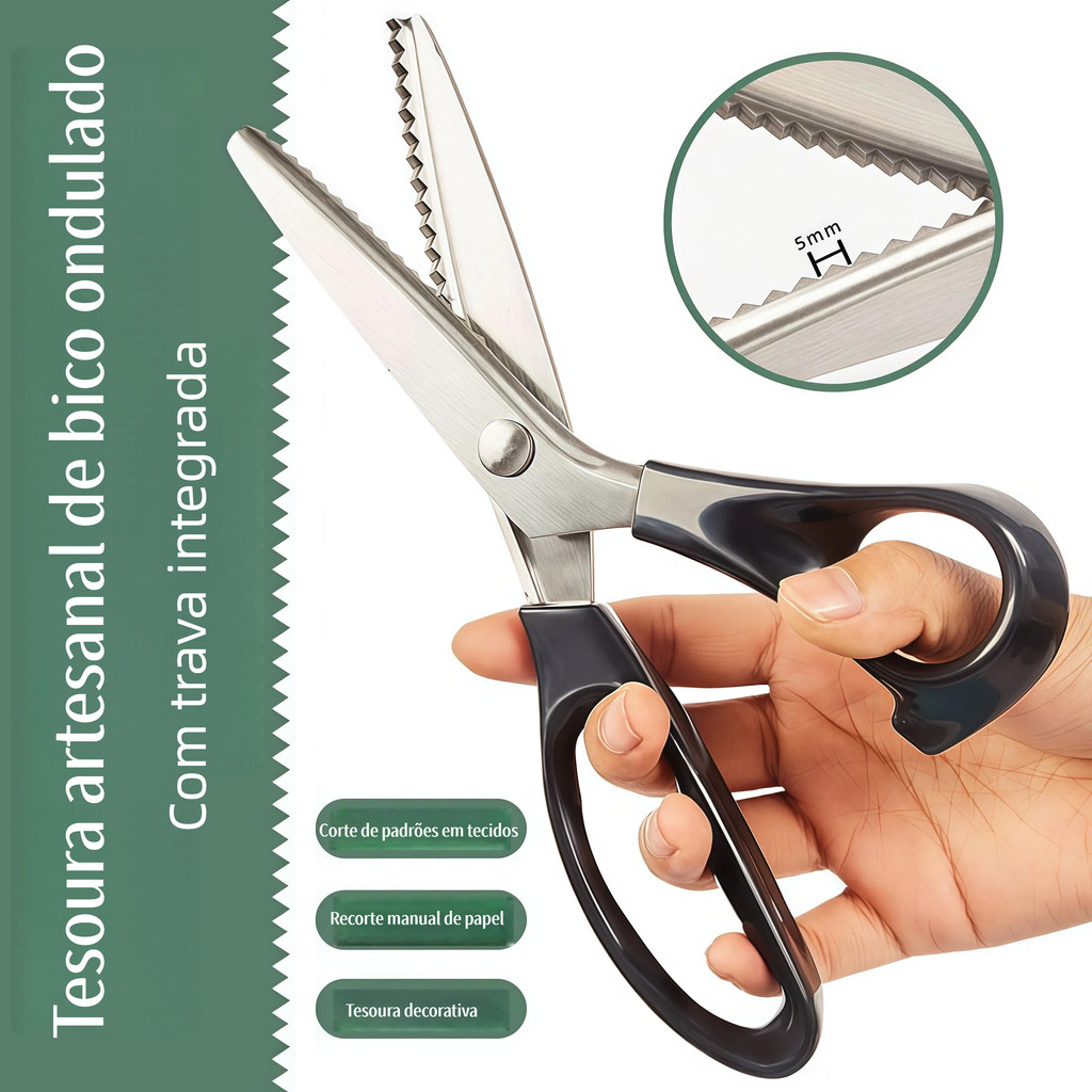 Tesoura PROFISSIONAL de picotar ESCALOPE Corte Arredondado - ORIGINAL