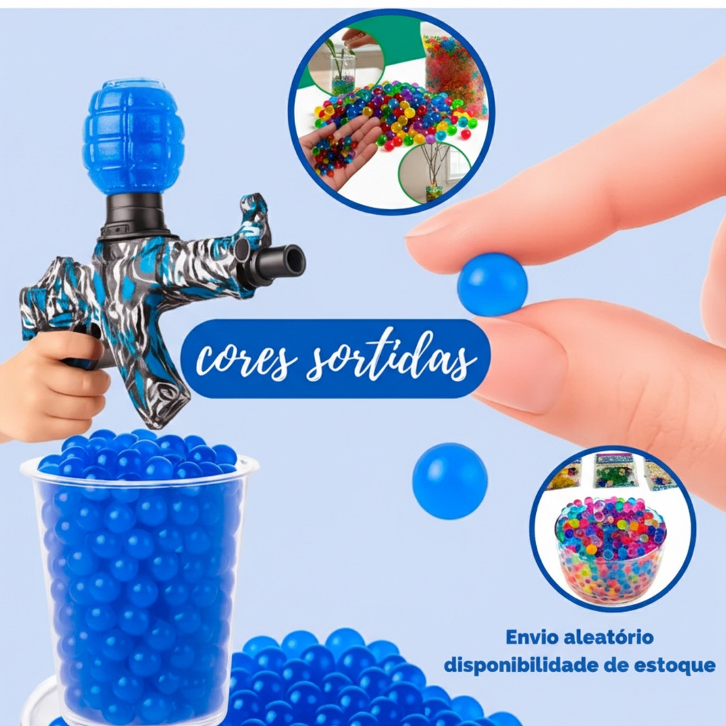 Kit Refil Bola de Gel 1.500un Para Arma Gel Ball Munição Refil