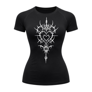 Camiseta Compressão Uv Manga Curta Cyber Tribal Iron Hearth Dark Rash Guard em Oferta na Shopee