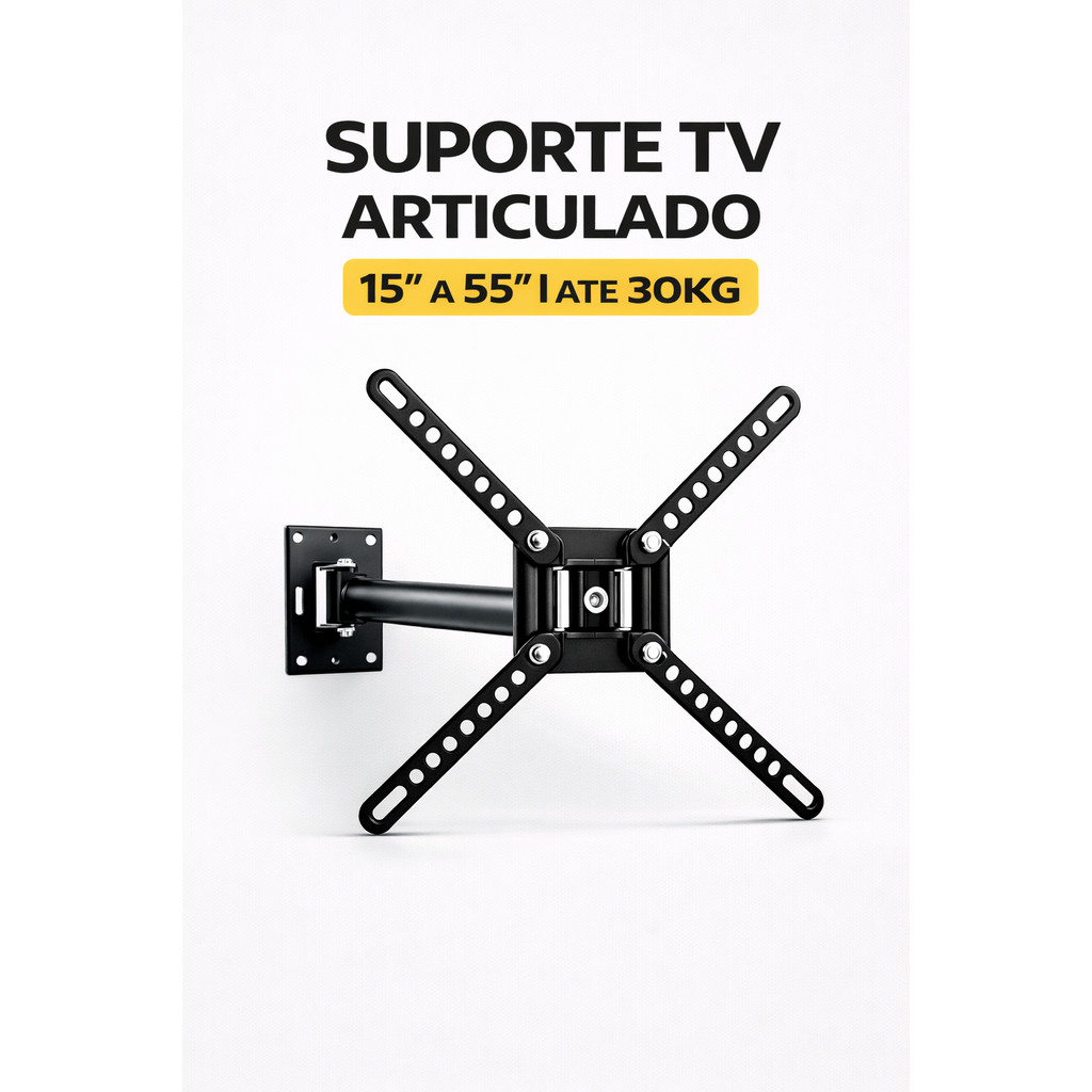 Suporte Articulado TV 15 a 55 Polegadas Universal Até 30kg Giro 180° VESA 400x400