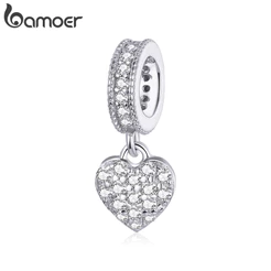 Bamoer Grânulo Em Forma De Coração Pingente De Diamante Completo DIY Pulseira Colar Acessórios Para Presentes Femininos