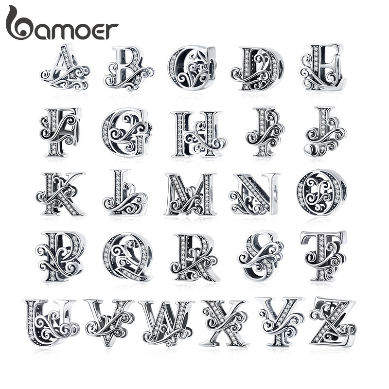 Bamoer Bead Letter Design Pingente DIY Pulseira Colar Acessórios Para Presentes Femininos