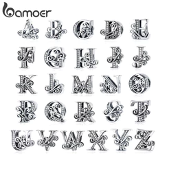 Bamoer Bead Letter Design Pingente DIY Pulseira Colar Acessórios Para Presentes Femininos