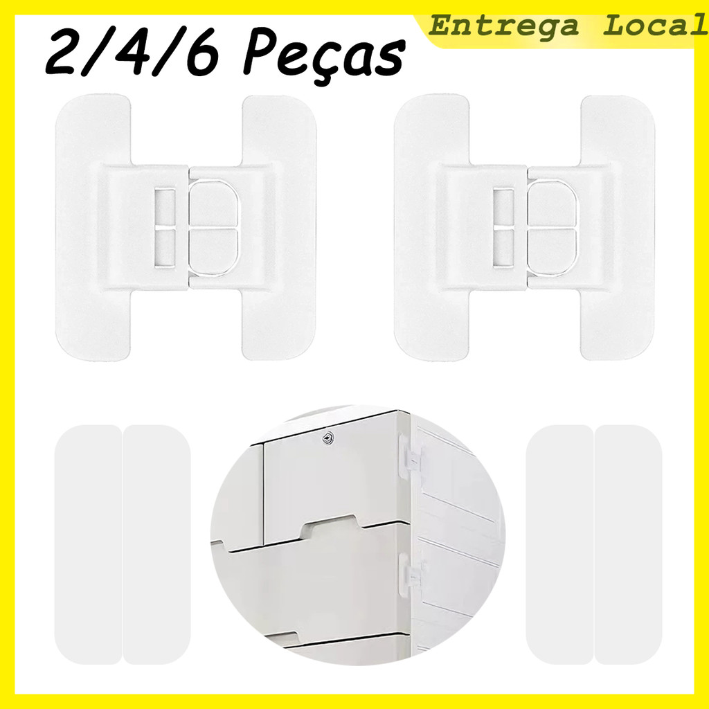 2/4/6 peças de trava de segurança sem punção, trava de porta de segurança para geladeira/armário, trava para crianças