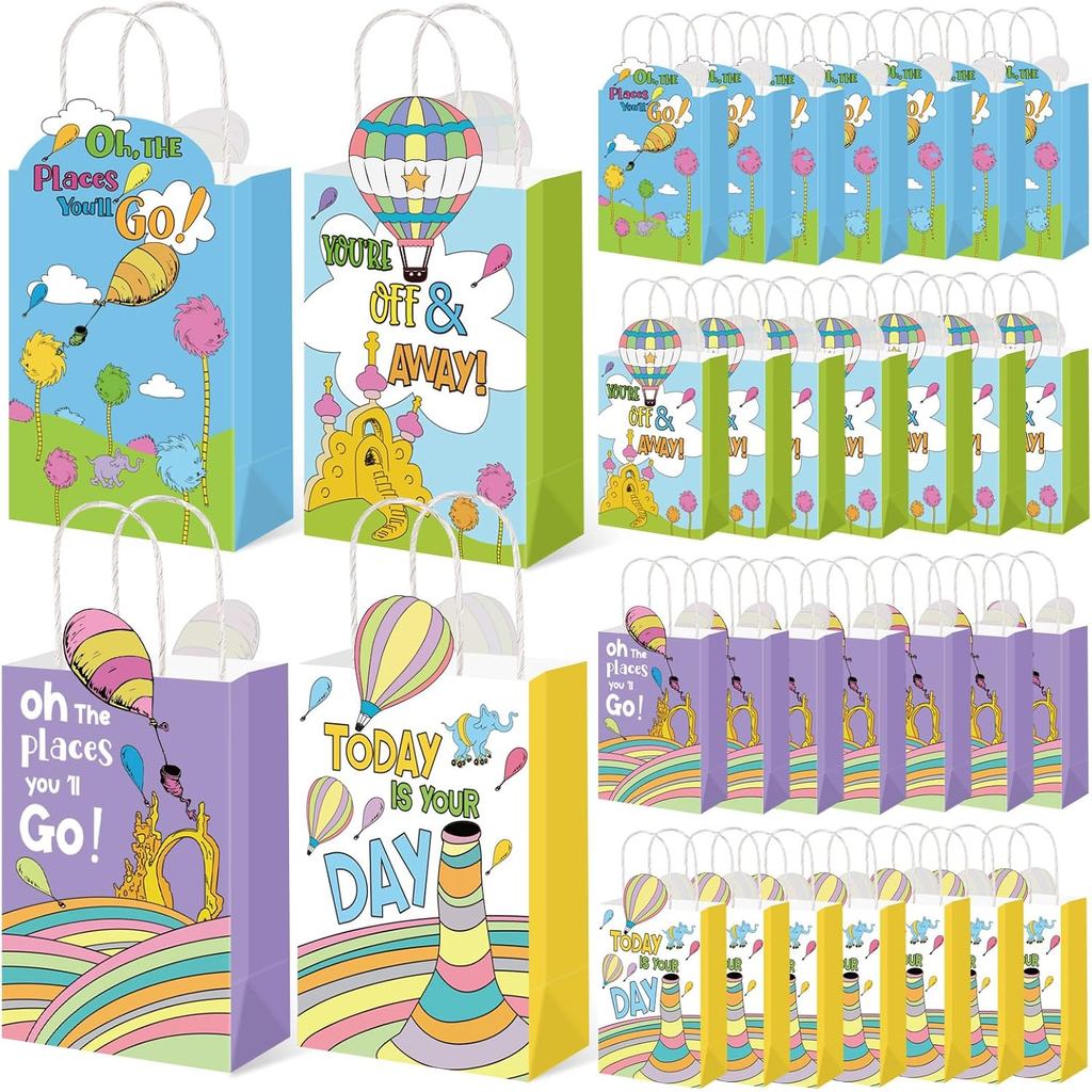 Marhpveua 24 Peças Sacolas de Festa "Oh, o Lugar Onde Você Irá" para Formatura de Jardim de Infância, Sacolas de Papel c