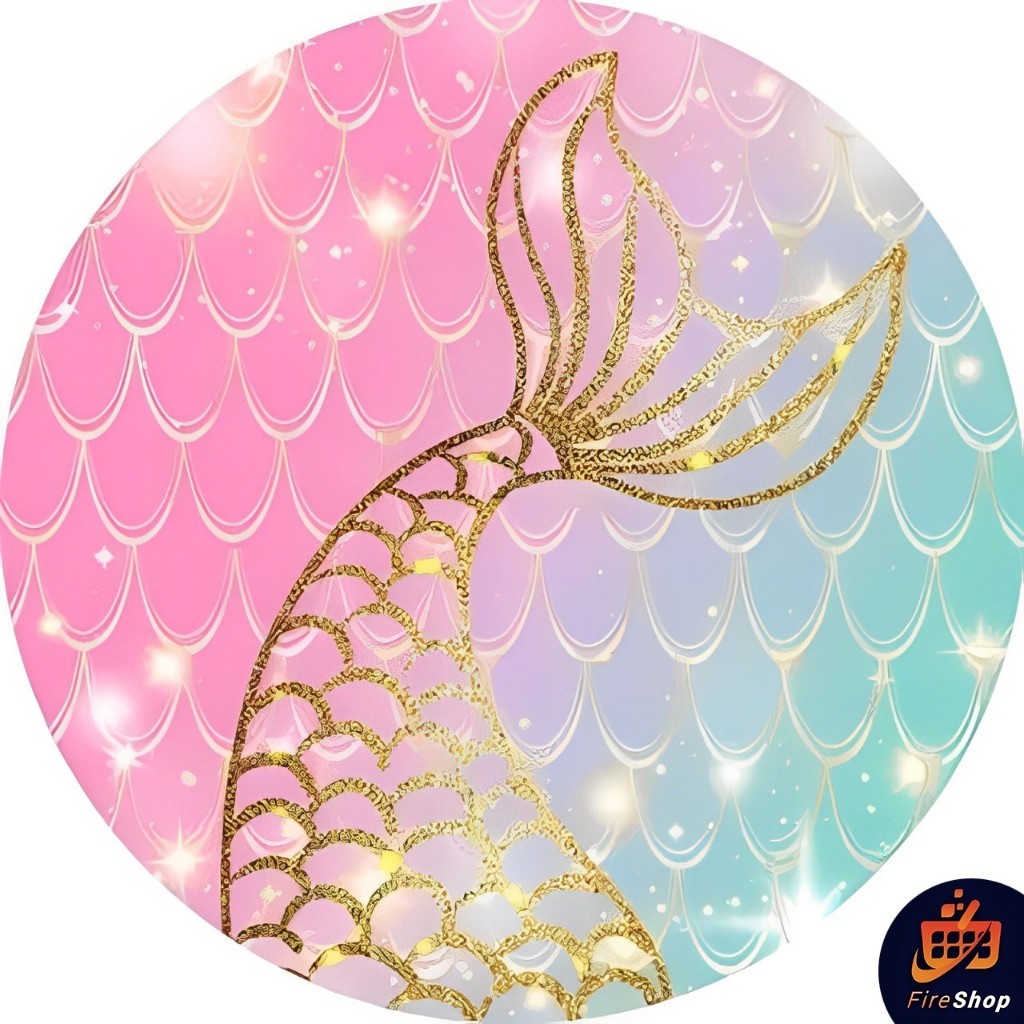 Painel Festa 50x50Cm Tema Sereia Fundo do mar - Tecido Sublimado C/ Elástico SUBLISTAR em Oferta na Shopee