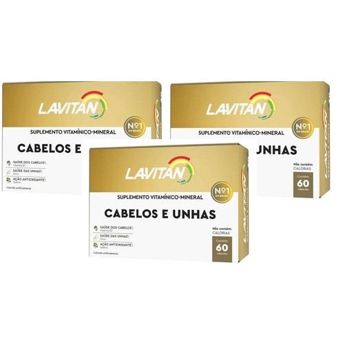 Kit 3 Uni Lavitan Cabelo e Unhas 60 Capsulas Cada