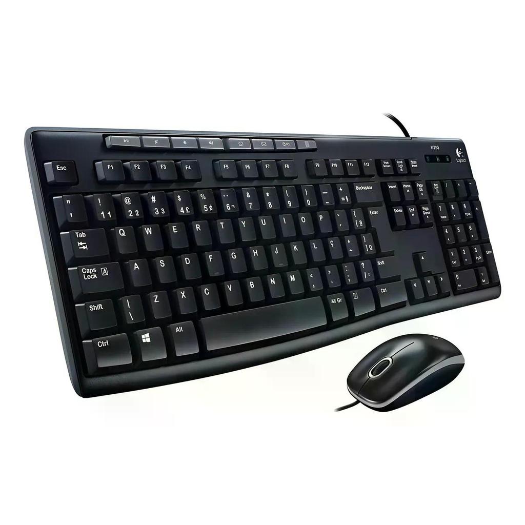 Combo Teclado e Mouse Logitech MK200 USB com Fio Multimídia em Oferta na Shopee