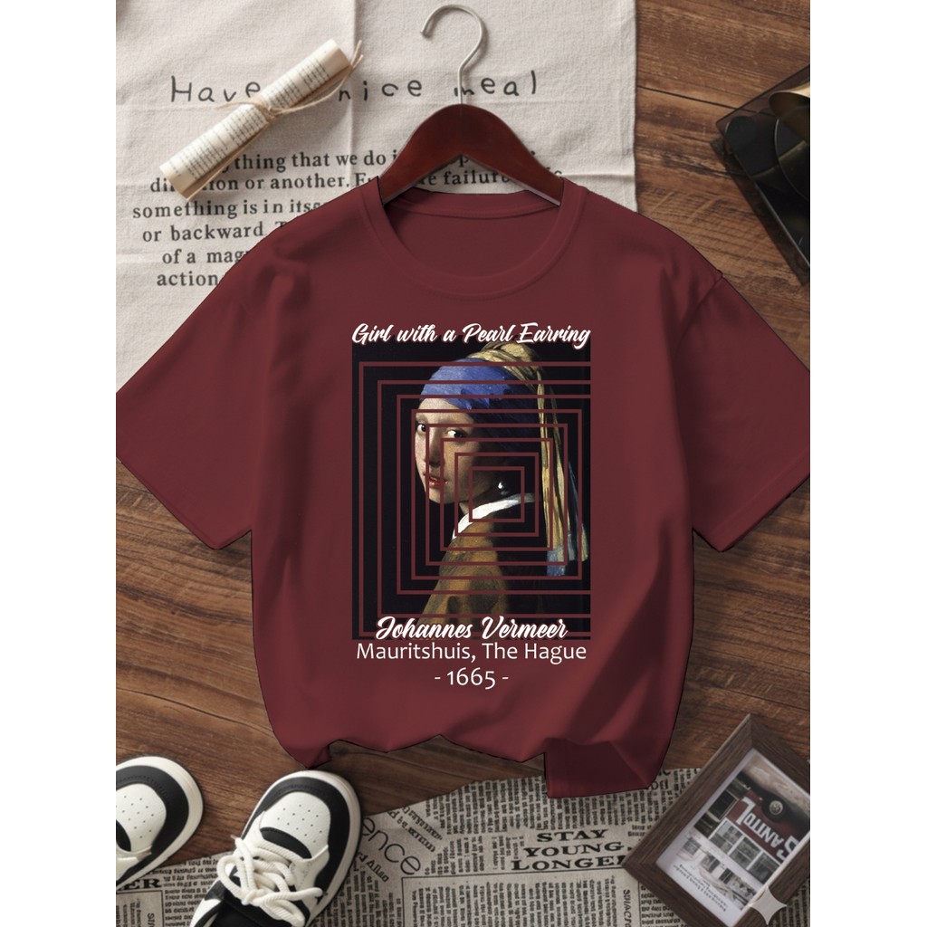 Camiseta Feminina  Johannes Vermeer, "Moça com Brinco de Pérola" Algodão Premium 30.1