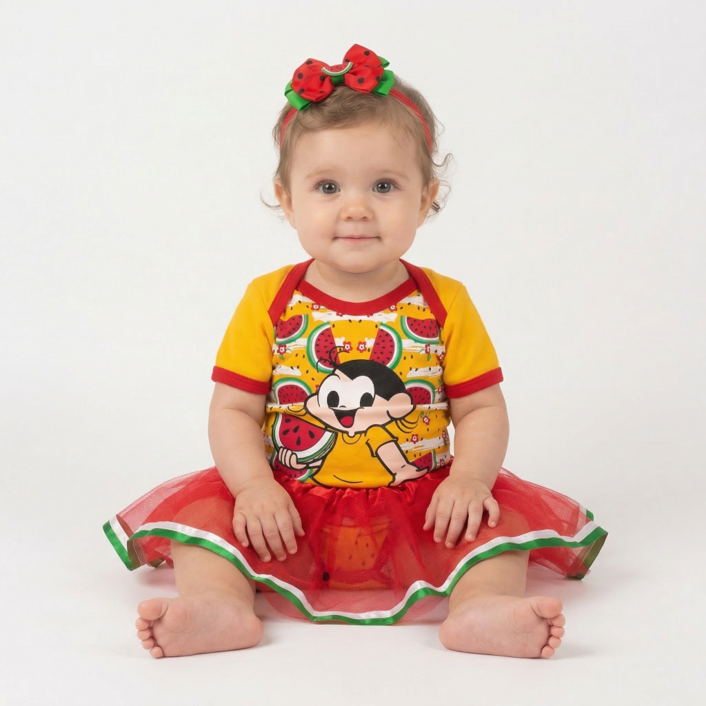 Body Infantil Bebê Menina Magali Turma da Mônica Laço e Saia Envio Rápido Promoção