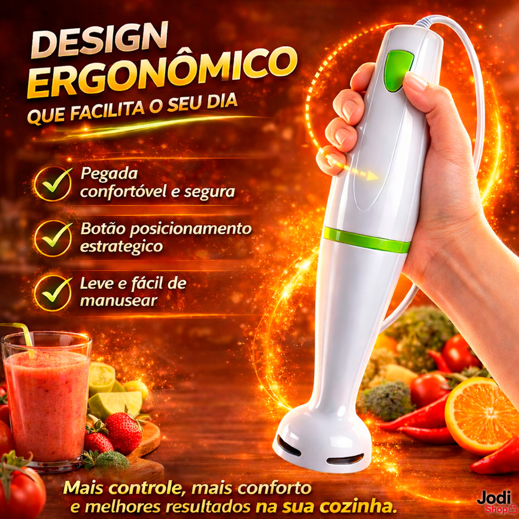 Mixer De Mão 250w Compacto Leve E Ergonômico Triturador Diversos Alimentos