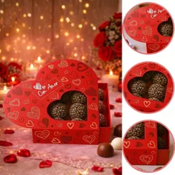 10 CAIXA CORAÇÃO 9 DOCES GAVETA 12X12X4 COM VISOR COM AMOR 5970 ( DIA DOS NAMORADOS IDEIA 2026 )