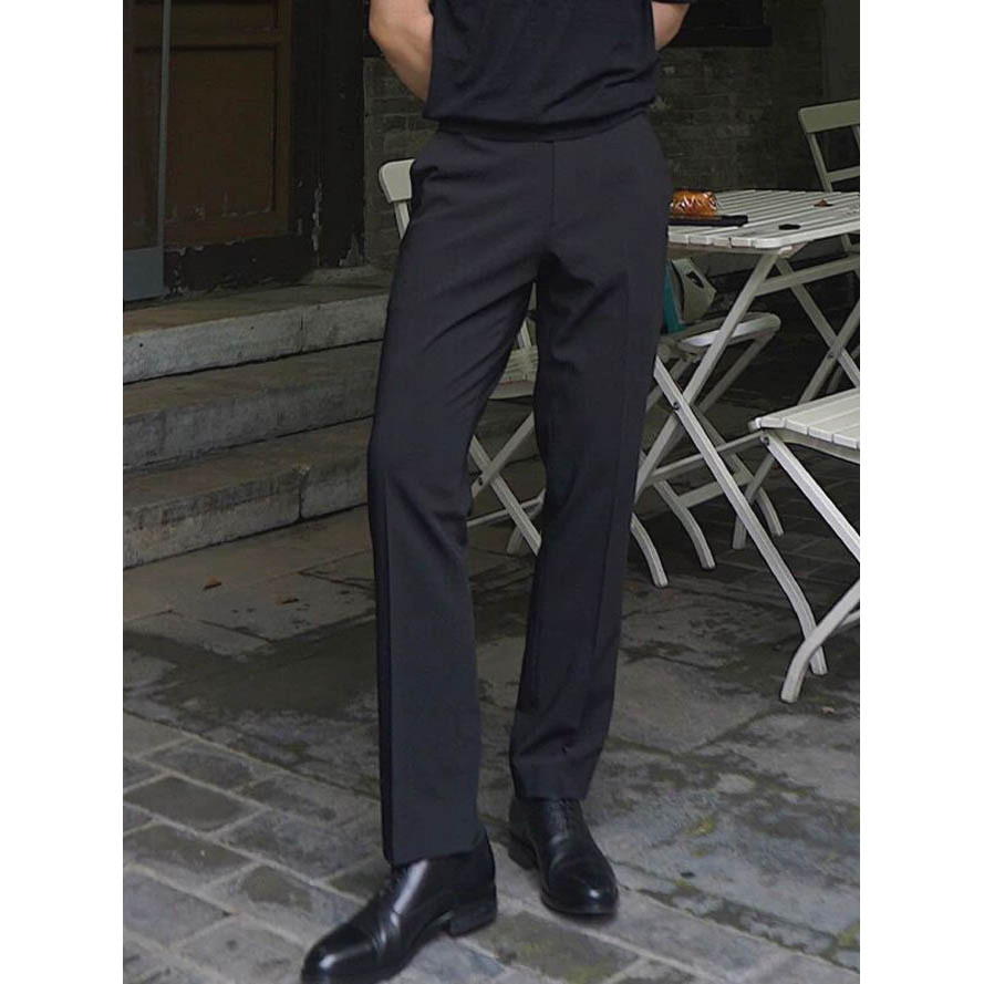 Americano macacão alto calças masculinas não-ferro fino-ajuste calças magras negócios Commuter Formal terno calças na mo