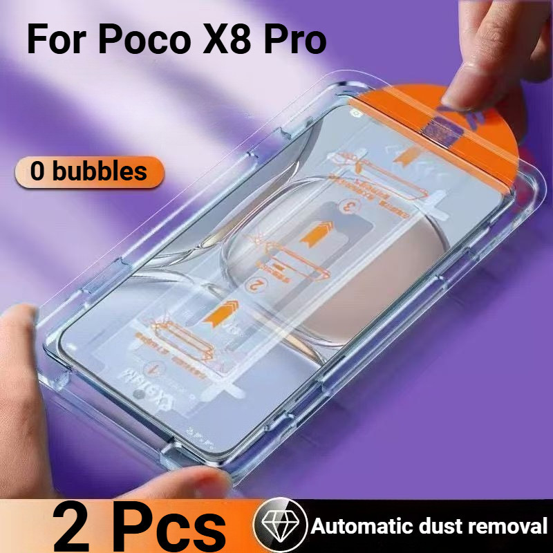 2 Pcs Poco X8 Pro HD Protetor De Tela De Vidro Temperado Com Um Clique Para Xiao