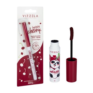 Kit Máscara Para Cilios Big No Panda Cherry + Lapiseira Cherry Original Vegano Vizzela em Oferta na Shopee