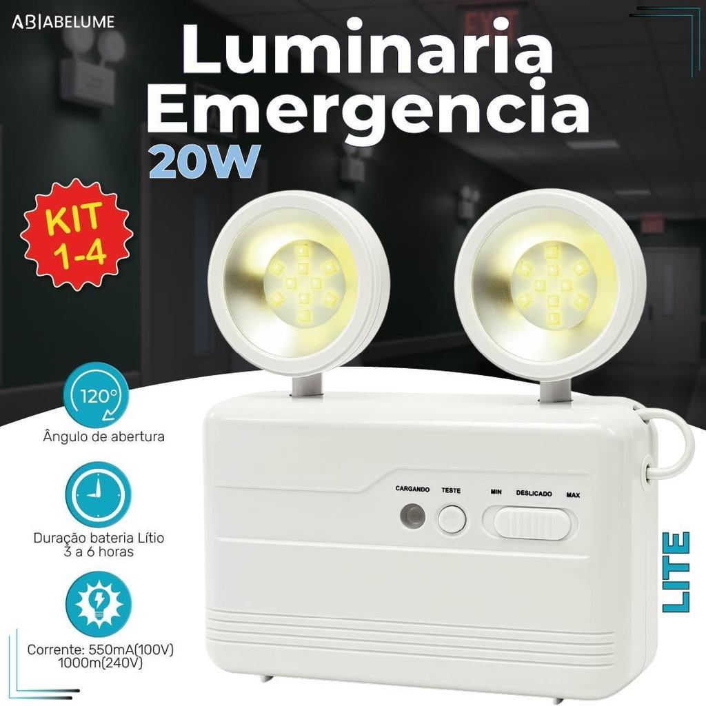 Luminária de Emergência Led 20W Luz Branco Frio com 2 Farol 40 LEDS Modelo Novo em Oferta na Shopee