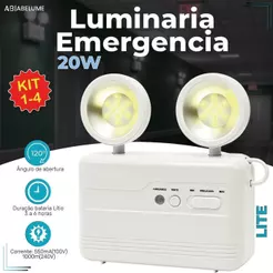 Luminária de Emergência Led 20W Luz Branco Frio com 2 Farol 40 LEDS Modelo Novo