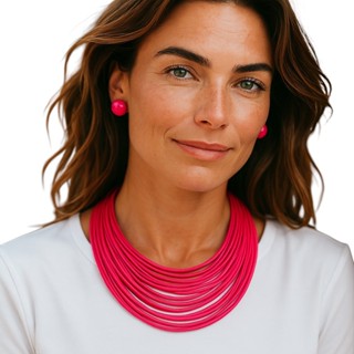 Maxi Colar Feminino Kit Com Brinco Com Fios Encerado Elegant em Oferta na Shopee