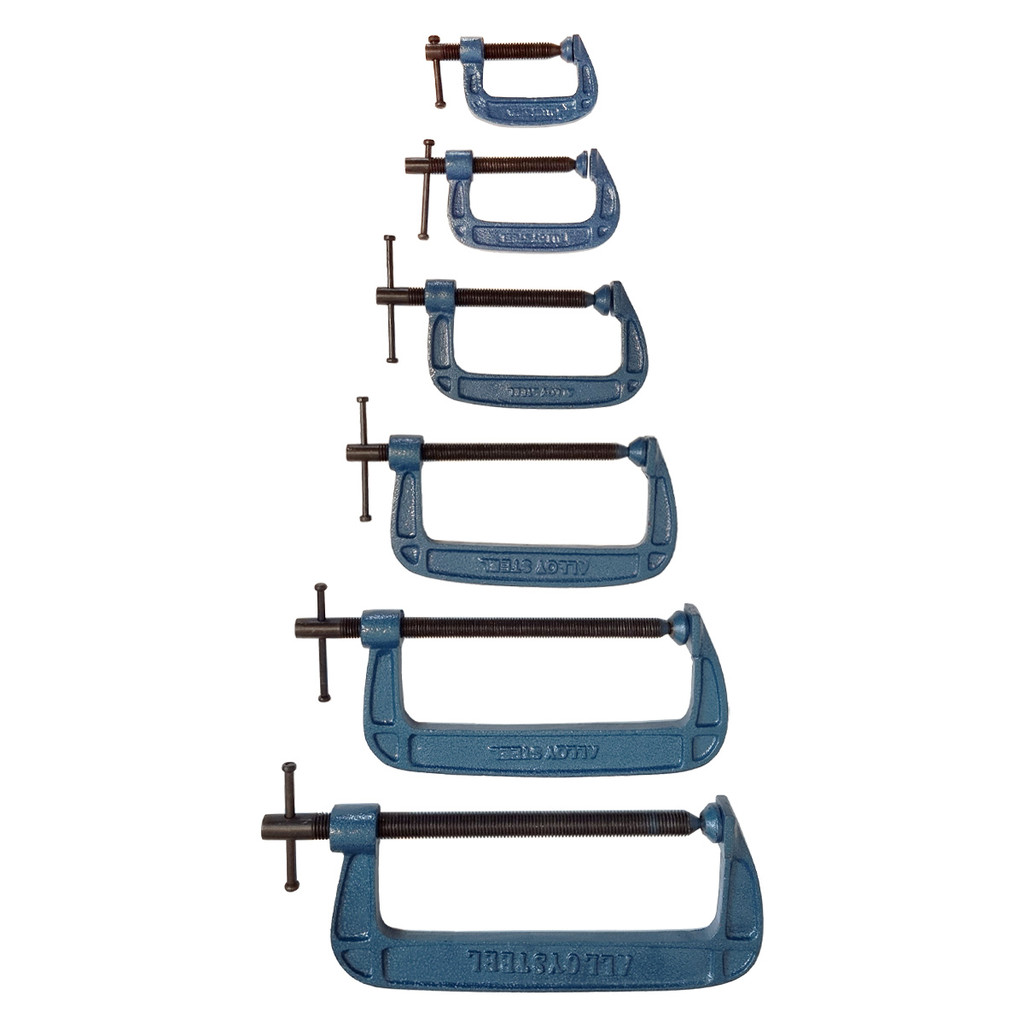 Kit com 6 Grampos Sargento de Fixação 100mm Tipo C 2 A 10 Polegadas