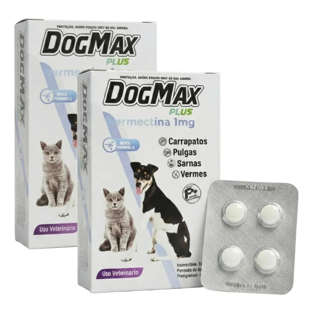 2 Cxs Dogmax Plus Anti Pulgas Vermes Carrapato 1kg Á 7kg