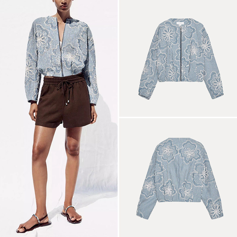 ZA Spring Jaqueta Bomber feminina de alfaiataria tridimensional novo estilo7971946