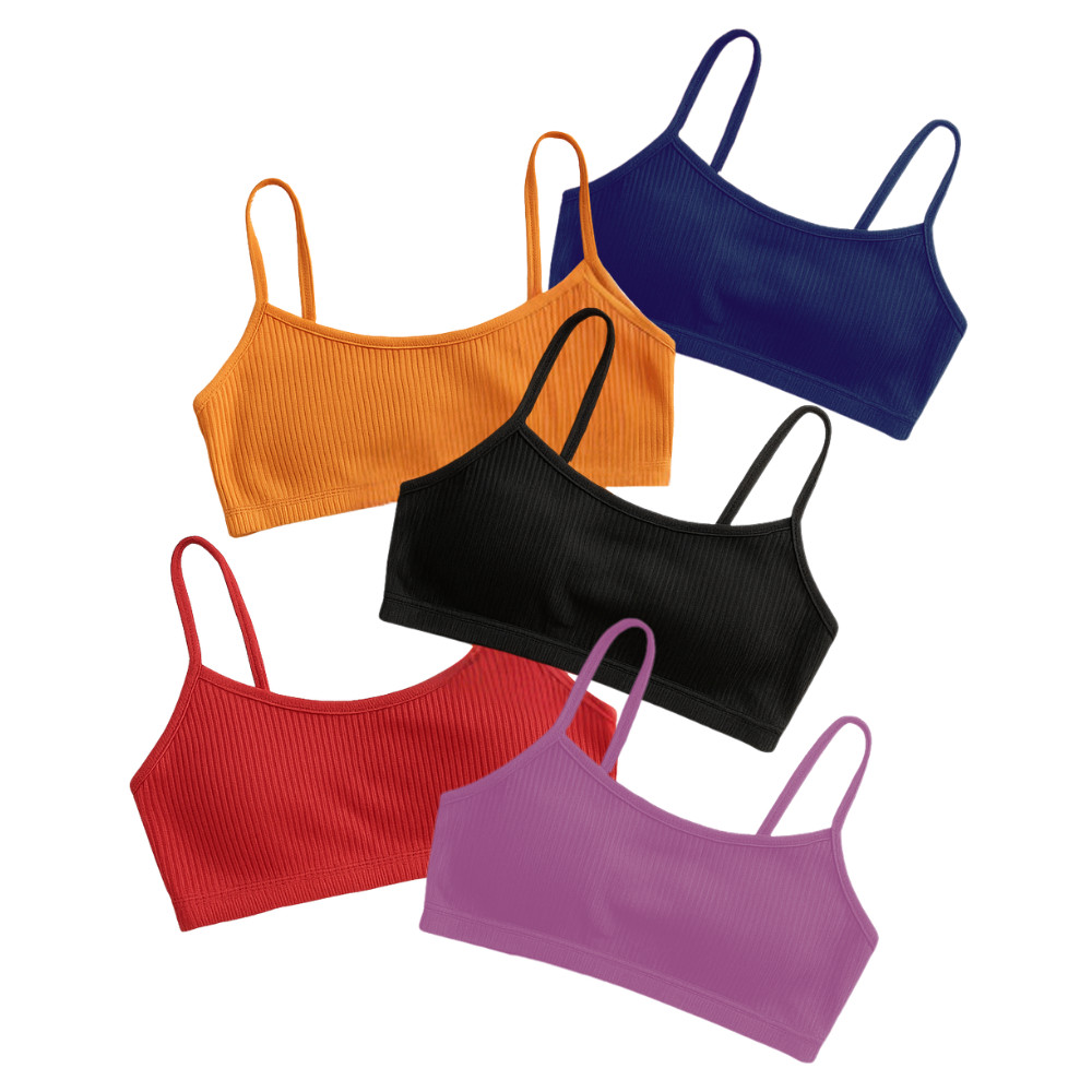Kit 5 Top Alcinha Canelado Suede Sem Bojo Verão Esportes Lazer Diversas Lindas Cores